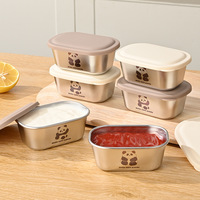 Boîte à salade et condiments en acier inoxydable 304 avec couvercle, mini-récipient à assaisonnements à compartiments