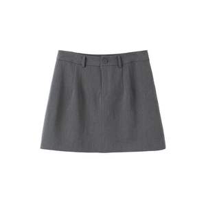 Jupe de costume taille haute Happy Plus coupe trapèze N9139 couleur unie gris et noir grandes tailles pour femmes - Product Image 2