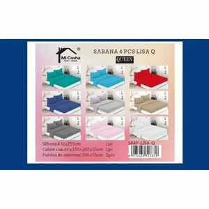 Set di lenzuola a righe Queen Size all'ingrosso 4 pezzi di tessuto misto poliestere di colore misto - Product Image 1