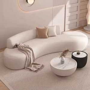Set di Divani di Lusso per Ufficio Domestico di Alta Qualità, Divano Curvo Minimalista in Pelle PU e Spugna, Design Moderno per Arredamento Alberghiero - Product Image 1