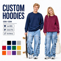 Sweat-shirt unisexe en polyester liquide respirant anti-boulochage, couleur unie tendance, marque tendance, col rond à épaules tombantes, ODM personnalisé