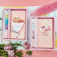 Bloc-notes et stylo assortis pour filles, Collection de fleurs roses, bon marché, en Pvc, papeterie pour étudiantes, vente en gros, Collection