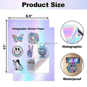 Afdrukbare Holografische Vinylsticker A4 Vel Inkjet Holografische Stickers Zelfklevend Etiket