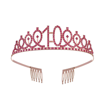 Ensemble d'anniversaire rose pour filles, couronne, bandeau, kit de déguisement, accessoires de fête d'anniversaire
