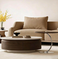 Nouvelle Table Basse Moderne 2025 Style Feuille en Bois et Acier avec Rangement pour Salon, Hôtel, Villa