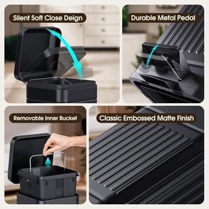 <span class=keywords><strong>Cubo</strong></span> de <span class=keywords><strong>Basura</strong></span> Cuadrado Pequeño con Tapa, <span class=keywords><strong>20L</strong></span>, Metal, Hierro, para Exteriores, para Excrementos de Perro, Estilo Rústico, <span class=keywords><strong>Retro</strong></span>, con Pedal - Product Image 4