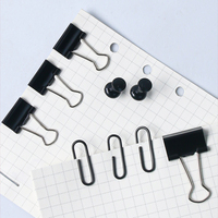 Ensemble de papeterie de haute qualité, minimaliste, noir, en métal, avec agrafeuse manuelle, porte-stylo et pinces, pour l'école et le bureau