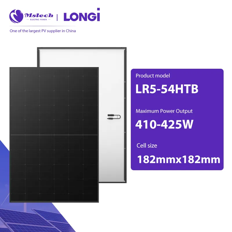 LONGi 모든 블랙 Pv 모듈 고효율 410w 415w 420w 425 와트 Pv 태양 전지 패널 전체 재고