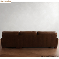 Canapé d'angle moderne en cuir avec chaise longue, canapé en forme de L, structure robuste en bois massif pour salon