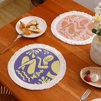 1 pièce set de napperon en coton tissé, set de table moderne, à impression numérique, multi-usage, décoration, dessous de plat, nouveauté