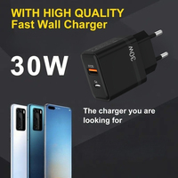 Bloc de charge double port 30W PD QC3.0, prise EU/UK, chargeur mural à charge rapide pour téléphone portable, AirPods, Switch, iPad