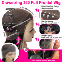 Perruque Humaine Invisible Transparente 360 Full Lace Front avec Cordon, Déjà Plaquée, Brute Vietnamienne, Onde Eau, Sans Colle