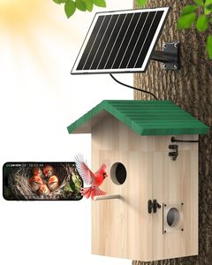 Ağaç monte kuş evi kamera ile güneş enerjili <span class=keywords><strong>Birdhouse</strong></span> kamera 5MP tam renkli gece görüş kamera kuş izleme izleme - Product Image 2