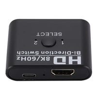 Commutateur HDTV 8K 2 entrées 1 sortie bidirectionnel HD 2.1, répartiteur 8K 60Hz 4K 120Hz HDCP 2.3 HDR alimenté par USB pour PS5 PS4 Xbox TV Projecteur