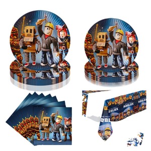Thế giới ảo mới roblox chủ đề tiệc sinh nhật biểu ngữ trang trí bánh toppers bóng bay Đĩa Giấy đặt cốc Khăn ăn Bộ đồ ăn - Product Image 5