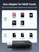 Lector de Tarjetas SD de Doble Ranura USB Tipo 3.0 Portátil UGREEN, Compatible con SDXC/SDHC/MMC/RS-MMC/TF/MicroSDXC/MicroSDHC UHS-I Externo