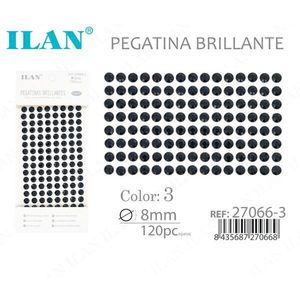 Adesivi con Strass Ilan, 8mm, Neri, 120 Pezzi, Rotondi, Acrilici da Incollare - Product Image 2
