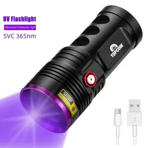 365 nm Type C Rechargeable 18650 Battery Ultraviolet Torch Light UV Flashlight with Filter For Money Detector Pet Urine Detector