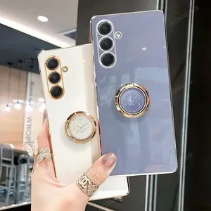 A 55 35 25 15 05S Luxury Plating Ring Holder Stand Case for Samsung Galaxy A55 A35 A25 A15 A05S <strong>4G</strong> 5G 2024 <strong>Silicone</strong> Back Cover - Product Image 3