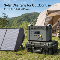 Station d'alimentation portable 2400W 1451Wh + panneau solaire 600W, kit générateur solaire rechargeable à charge rapide, prêt pour le camping et la pêche à domicile