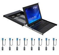 Commutateur KVM IP LED 8 ports MT-VIKI 1U en rack avec adaptateur USB VGA sur Ethernet CAT6, console LCD 19 pouces