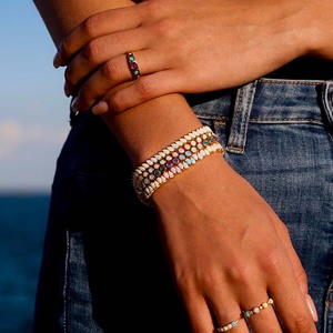 LYBURCHI Bracciale Tennis da Donna in Ottone Placcato Oro 14K con <span class=keywords><strong>Opale</strong></span> Arcobaleno, <span class=keywords><strong>Gioielli</strong></span> con Gemme di <span class=keywords><strong>Opale</strong></span> Colorate Incastonate a Castone - Product Image 2