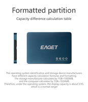 Disco Duro de Estado Sólido Interno Eaget SATA3.0 de 128 GB, 256 GB, 512 GB para Ordenador de Escritorio/Portátil, Unidad SSD de 2,5 Pulgadas para Ordenador Portátil, SATA ABS, Disco SSD de 1 TB