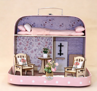 Valise miniature rose pour maison de poupée, étui de voyage portable, décoration florale pour chambre et salon, meubles pour maison de poupée