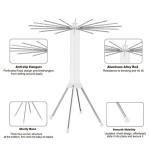 Tendedero Metálico Plegable <span class=keywords><strong>de</strong></span> 4 <span class=keywords><strong>Patas</strong></span> para Exteriores, Soporte Plegable para Secar <span class=keywords><strong>Ropa</strong></span> <span class=keywords><strong>con</strong></span> Diseño Funcional <span class=keywords><strong>de</strong></span> Aleación <span class=keywords><strong>de</strong></span> Aluminio - Product Image 3