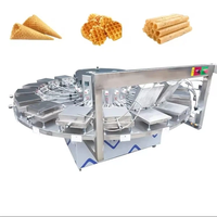 Machine professionnelle de fabrication de gaufres, gaufrier industriel automatique pour cornets de sucre roulés, machine à faire des cornets de crème glacée