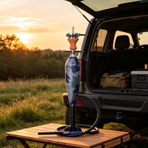 Chicha Camouflage 60CM avec accessoires, Ensemble de luxe pour fumer, Vente directe usine, Bleu Jaune Blanc, Chicha Russe - Product Image 5