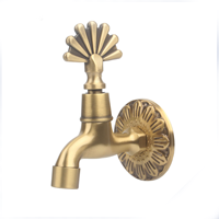 Robinet de lavabo mural de luxe doré en laiton, style ottoman, à poignée unique, antique, pour hammam, avec valve en céramique