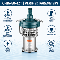 Pompe submersible à aimant permanent à fréquence variable QH15-50-4ZT 4kW, débit 15mm³, hauteur de refoulement 50m, sortie 50mm, 380V 50Hz + Boîtier onduleur