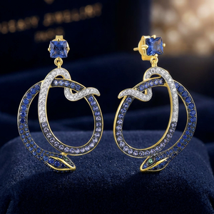 Pendientes Colgantes de Serpiente Azul con Circonita, Plata de Ley 925, Diseño Vintage de Última Tendencia, Unisex, Regalo de Lujo - Product Image 3