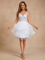 Robe de mariée personnalisée, robe de mariée grande taille, robe de mariée courte à sequins, robes magnifiques, robe de fête prénuptiale, robe blanche