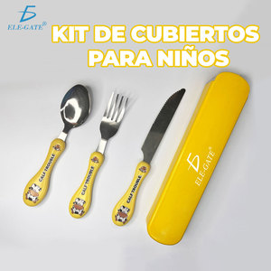 Juego de cubiertos para niños Ele-Gate de acero inoxidable con estuche para niños - Product Image 3