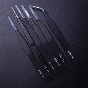 1PCS Anti-static ESD Tweezers Electronics Repair <b>Tools</b> for Repair Electronic Component <b>Kit</b> Capacitors Resistors IC Chip DIY <b>Tool</b> - Product Image 1