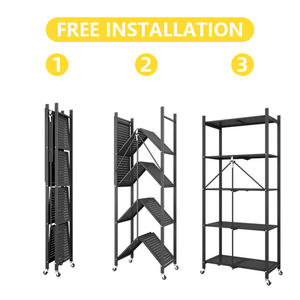घर भंडारण Foldable चलती आयोजक <span class=keywords><strong>5</strong></span> स्तरीय ट्राली सफेद पहियों के साथ धातु शेल्फ स्टील के रसोई रैक - Product Image 3