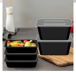 Contenants alimentaires en plastique noir jetables pour micro-ondes, vente en gros à bas prix, boîtes en plastique - Product Image 1
