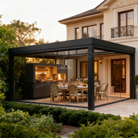 Pergola intelligente en aluminium pour extérieur 3x3m 3x4m 6x4m, avec toit à lames orientables automatisé et capteur météo, étanche, personnalisable, pour balcon naturel