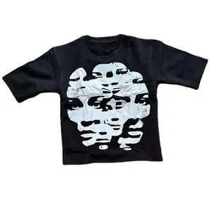 Custom Oversized Coverped Boxy Distressed T Shirt Zuur Wassen Dtg Print Custom T-Shirt 100% Katoen Streetwear Grafische T-Shirts Heren