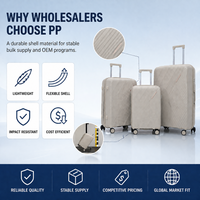 Ensemble de bagages personnalisés en PP rigide beige, valises à roulettes géométriques, assortiment de vente au détail, rangement imbriqué