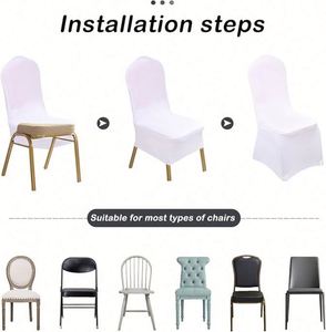 ปลอกคลุมเก้าอี้ยืดแบบสากล สีขาว มีสินค้าในสต็อก ผ้าสแปนเด็กซ์โพลีเอสเตอร์ ปลอกคลุมเก้าอี้พับได้ ป้องกันเก้าอี้ สำหรับใช้ในบ้าน งานแต่งงาน ชายหาด - Product Image 3