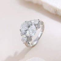 Bague de fiançailles élégante et luxueuse en or blanc 18 carats avec un grand diamant ovale de laboratoire de 1 carat, style œuf de pigeon, pour femmes