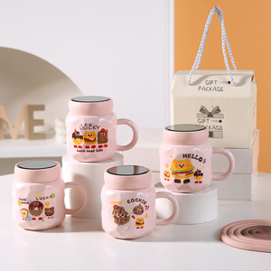 Mug Cermin 3D Kartun Bernilai Tinggi Desain Lucu Cangkir Keramik untuk Wanita dengan Tutup Kapasitas 500ml Cangkir Kopi Sarapan Kantor - Grosir - Product Image 2