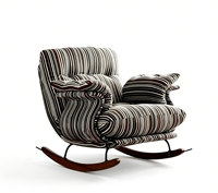 Nouvelle chaise longue à bascule Phil en tissu, style vintage, pour salon et balcon, idéale pour se détendre et s'endormir