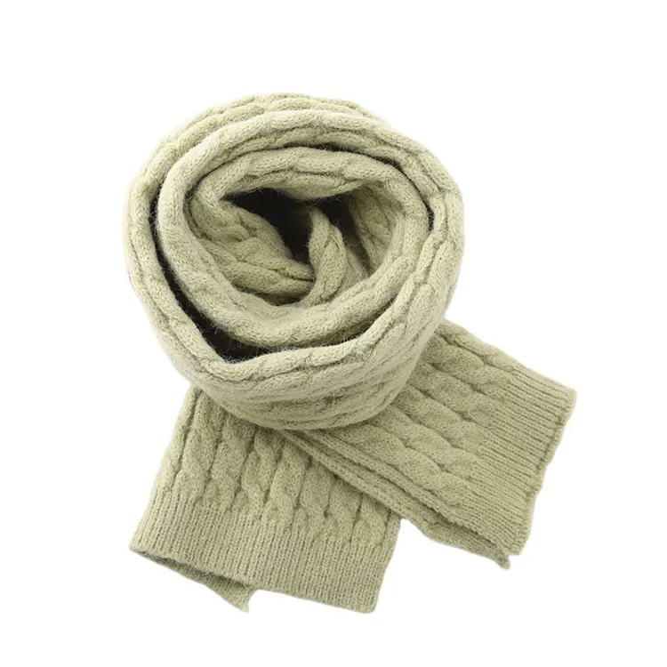 korean trending luxury brand knitted long floral cute children cotton merino wool brown scarf for babies