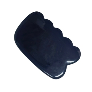 Grand gratteur Gua Sha en obsidienne noire ondulée, pierre de cristal polie pour sculpter la mâchoire et soulager les tensions musculaires du corps - Product Image 4