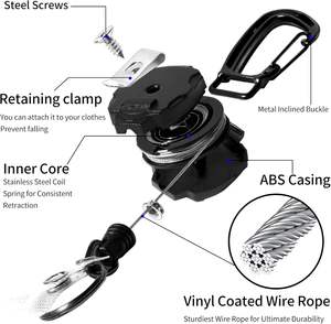 Paquete de 2 Porta Llaves Retráctiles Resistentes, Porta Credenciales Táctico con Carrete para Identificación, con Cable Retráctil de Acero de 32 Pulgadas - Product Image 2
