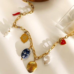 YF6297 Joyería de Moda para Playa y Océano, Cadena de Acero Inoxidable, Chapado en Oro de 18k, Collar Personalizado con Colgante de Perla y Amor para Mujer - Product Image 2